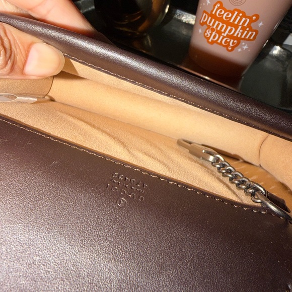 Bejeweled Brown Embellished Women's crossbody chain mini Bag - Picture 10 of 11